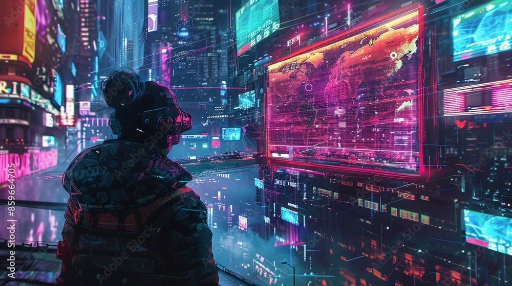 Wall mural super rad cyber punk wall