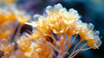 yellow flower blossoms in underwater coral reef, AI Generative