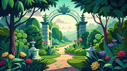 an-elegant-gardenscape-landscape-frame-featuring