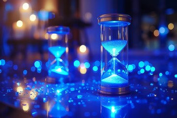 Hourglass Illuminated in Blue Light