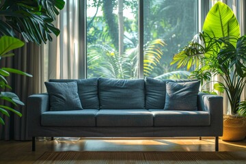 Modern Cozy Living Room with Plants