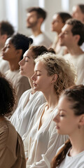 Fototapeta premium Pessoas de diferentes culturas rezando ou meditando juntas