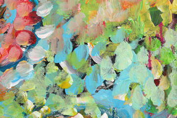 Art Watercolor and Acrylic smear flower blot painting. Abstract texture pastel color stain...