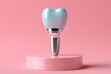Dental Implant on Pink Background