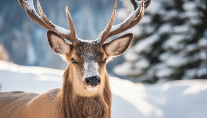 Fototapeta premium Deer in the forest winter time