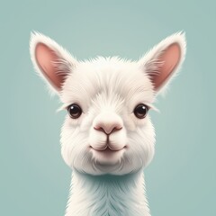 Adorable White Alpaca Portrait With a Friendly Smile