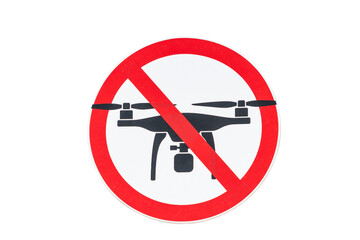 No fly zone sign prohibiting flights of drones. No drone zone concept