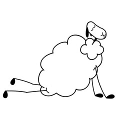 sheep in a yoga pose in sketch style on a transparent background