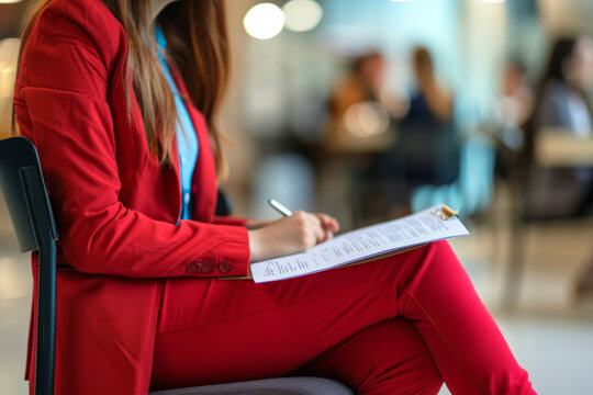 A female businesswoman waiting for a job interview. Career and recruitment concept
