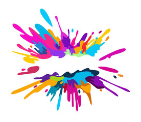 Colorful splash with empty space for text in the middle, in graffiti style. Vector isolated illustration