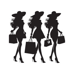 Shopping Girl style illustration silhouette 