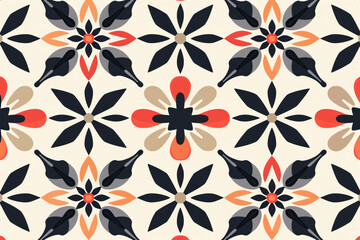 Obraz premium A repeating geometric floral pattern with bold colors and intricate design elements