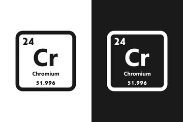 Chromium, Cr, chemical periodic element icon. The chemical element of the periodic table. Sign with atomic number. Chromium element