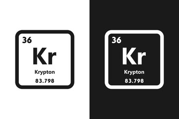 Krypton, Kr, chemical periodic element icon. The chemical element of the periodic table. Sign with atomic number.