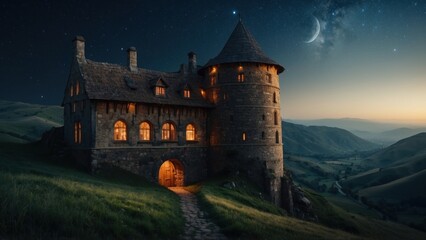 Picture showing the magical beauty of enchanted autumn on a medieval castle