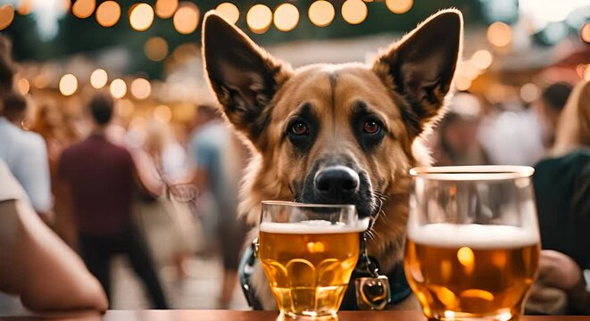 Dog at the oktoberfest.