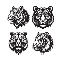Tiger Head Tattoo. Mascot Creative Design and vector 4 files