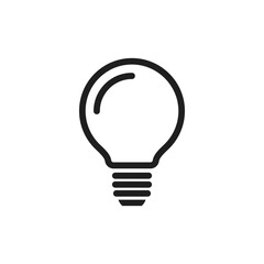 Outline light bulb on white background.
