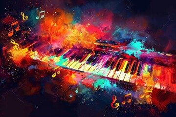 Obraz premium Vibrant Abstract Piano Art