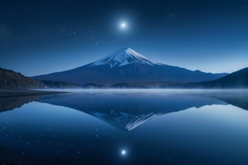 Mount Fuji Under a Starry Sky