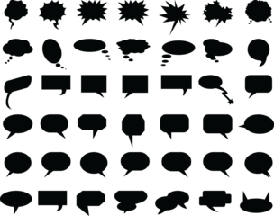 PNG Black speech bubble set 