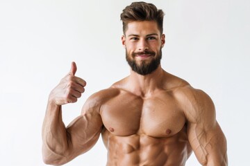 Fototapeta premium Muscular Man Giving a Thumbs Up