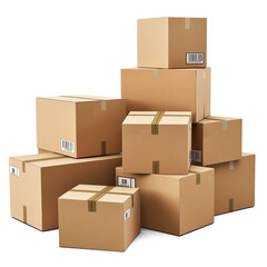 3D Rendered Stack of Cardboard Boxes | Isolated on Transparent & White Background | PNG File with Transparency