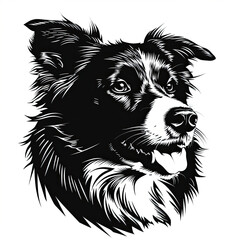 Fototapeta premium A black and white drawing of a Border Collie dog