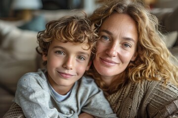 Mother and Son Smiling Together
