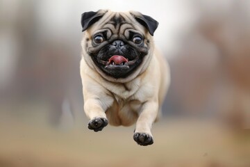 Obraz premium Pug Mid-Air Leap