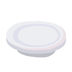 Empty white plate for food presentation or display, isolated object