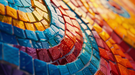Fototapeta premium A colorful mosaic tile design with a rainbow pattern