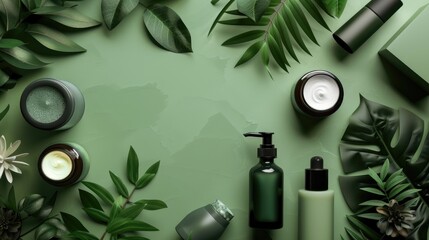 Eco friendly beauty products with biophilic design mockups