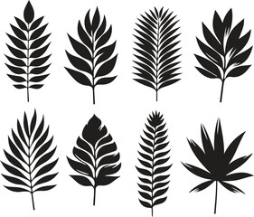 set of leaves silhouettes