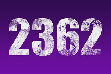 flat white grunge number of 2362 on purple background.	