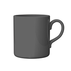 Black coffee or tea mug. Png clipart isolated on transparent background