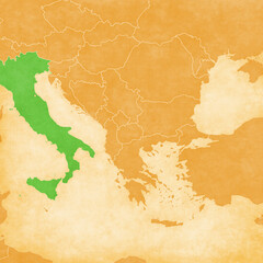 Ocher map of Balkans - Italy