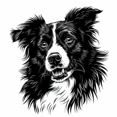 Fototapeta premium A black and white drawing of a Border Collie dog