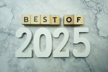 Best of the year 2025 letter word on marble background