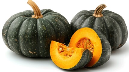 Green Pumpkins and a Slice: A Harvest Still Life