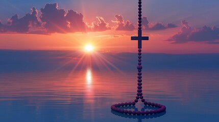 Obraz premium Rosary at Sunset: Digital 3D Illustration 