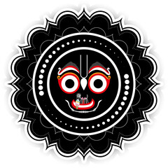 Ratha yatra festival design. A chariot of Jagannath, Baladeva, and Subhadra. Holiday banner greeting card Vector Design