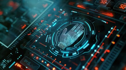 Obraz premium Advanced biometric security system protecting a highvalue investment account