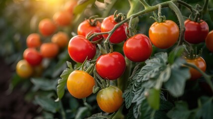 Ripe Tomatoes on a Vine