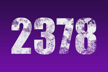 flat white grunge number of 2378 on purple background.	