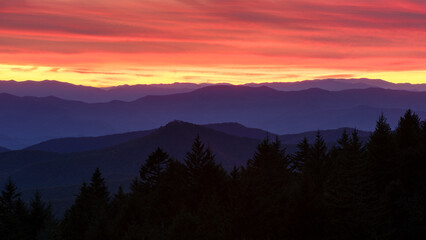 Scenic sunset view, Blue Ridge Mountains, Blue Ridge Parkway, North Carolina