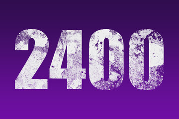 flat white grunge number of 2400 on purple background.	