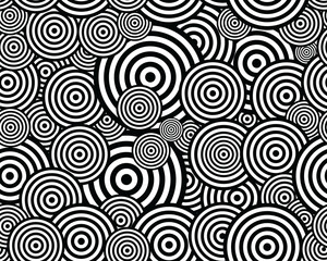 Fototapeta premium PNG Overlapping concentric circles in a repeating black and white wave pattern, seamless pattern