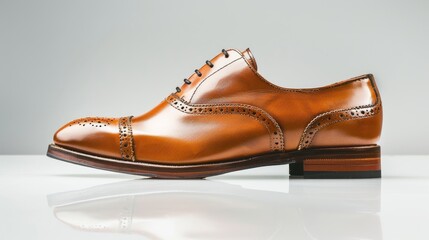 Fototapeta premium Fashionable men s classic leather shoes with space for text