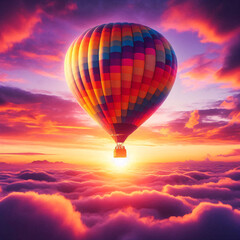 Fototapeta premium aventura viaje, vistas atardecer, globo aerostático, viaje lista de deseos, metas viaje, atardecer escénico, cielos soñadores, deseo viajar